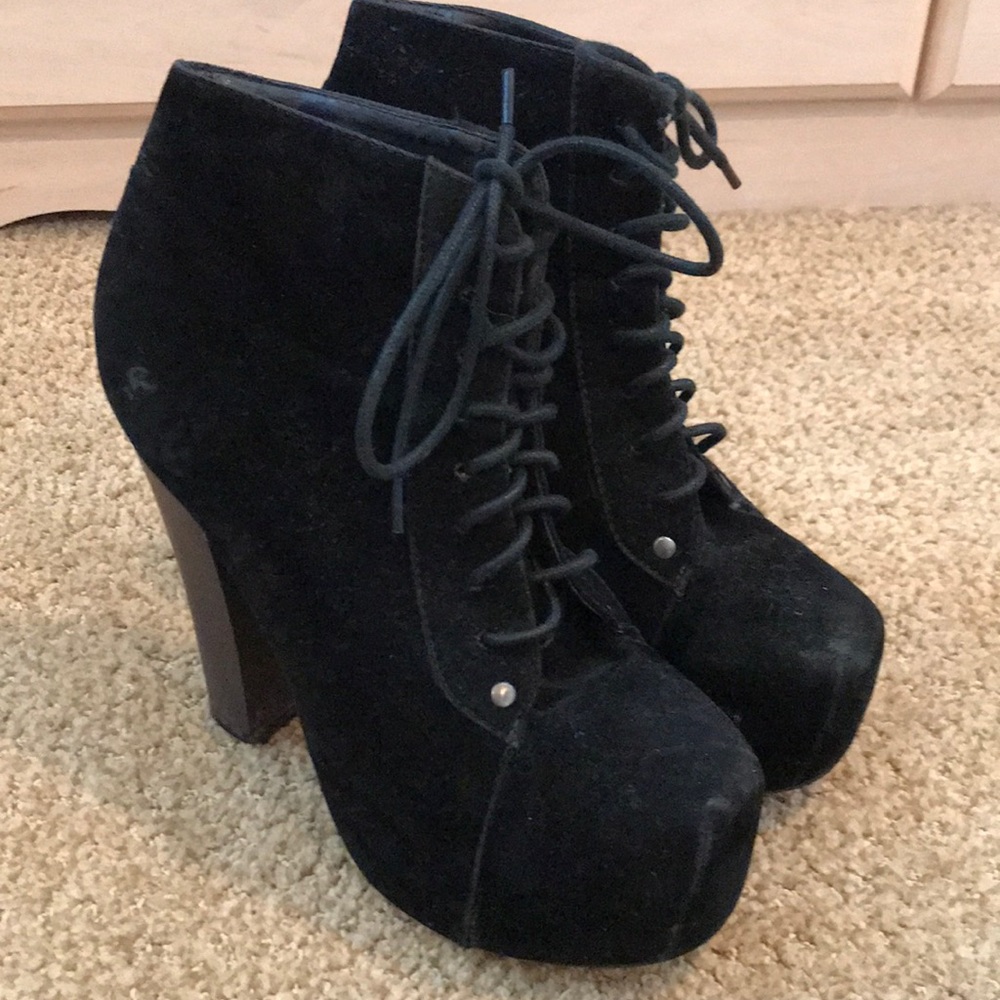 Black lace up heels